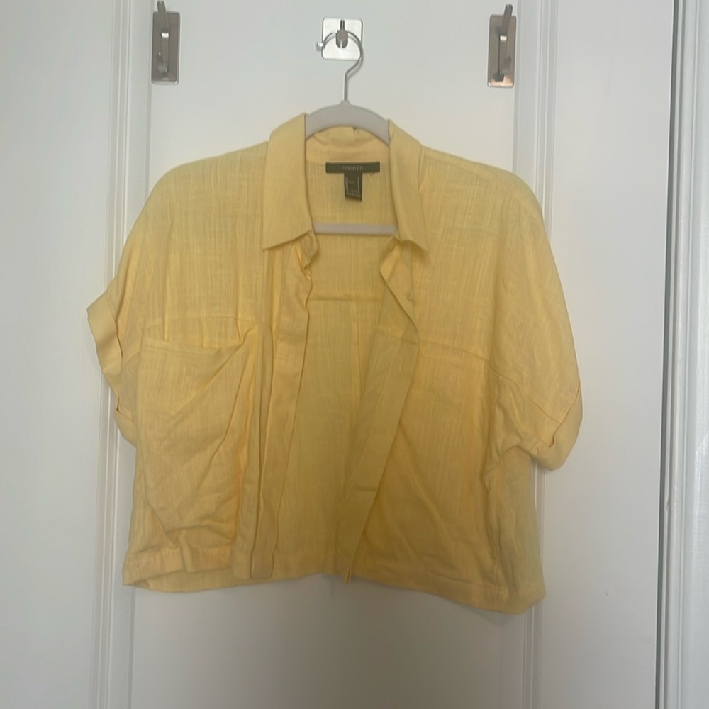 Forever 21, yellow, button up shirt, size small